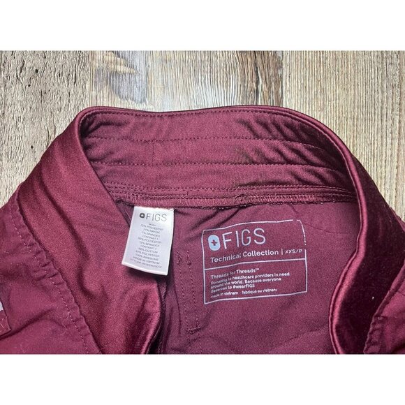 FIGS Burgundy Womens HIGH WAISTED ZAMORA Jogger SCRUB PANTS Size XXS Regular NWT - Picture 4 of 6